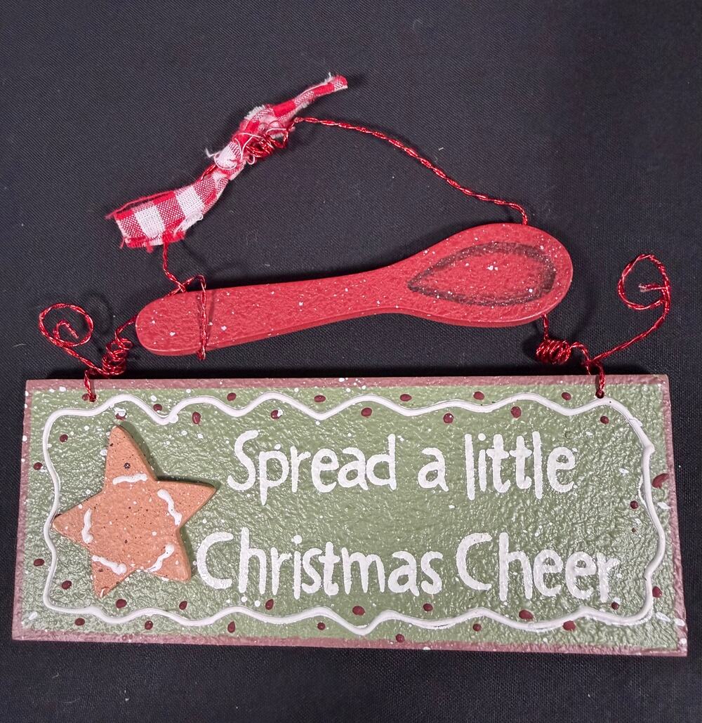 Primitive Christmas Spoon Sign Spread a Little Christmas Cheer Farmhouse Decor